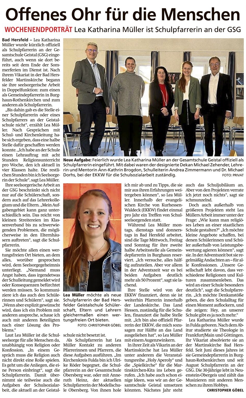 Lea Müller ist neue Schulpfarrerin an der GSG